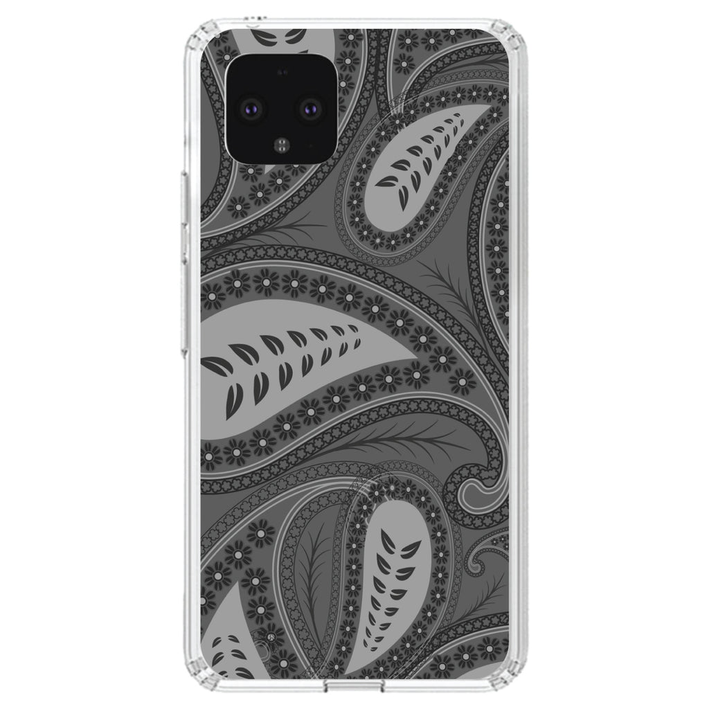 Big Grey Black Paisley Clear Shockproof iPhone Case, view 24