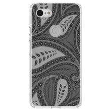 DistinctInk® Clear Shockproof Hybrid Case for Apple iPhone / Samsung Galaxy / Google Pixel - Big Grey Black Paisley