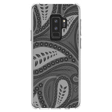 DistinctInk® Clear Shockproof Hybrid Case for Apple iPhone / Samsung Galaxy / Google Pixel - Big Grey Black Paisley