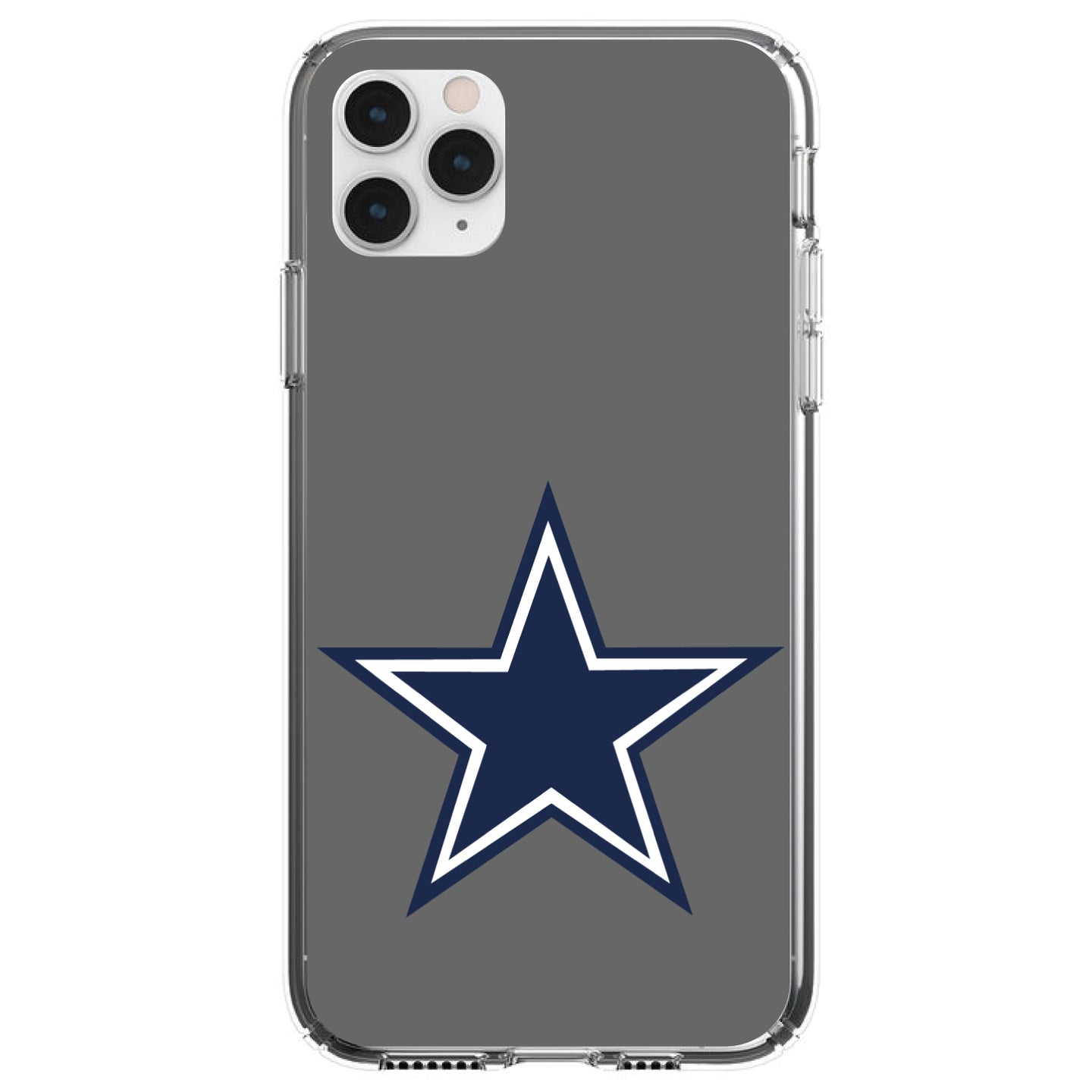 DistinctInk® Clear Shockproof Hybrid Case for Apple iPhone / Samsung Galaxy / Google Pixel - Dallas Star Grey Navy