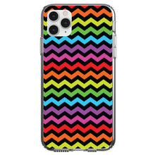 DistinctInk® Clear Shockproof Hybrid Case for Apple iPhone / Samsung Galaxy / Google Pixel - Rainbow Black Chevron Stripes Wave