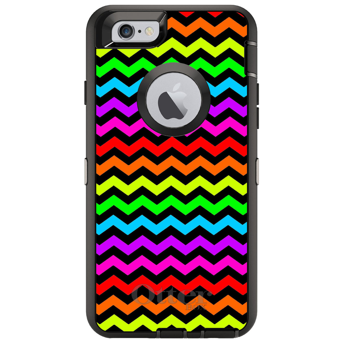 Rainbow Black Chevron Stripes Wave OtterBox Defender Case for iPhone & Galaxy, view 4