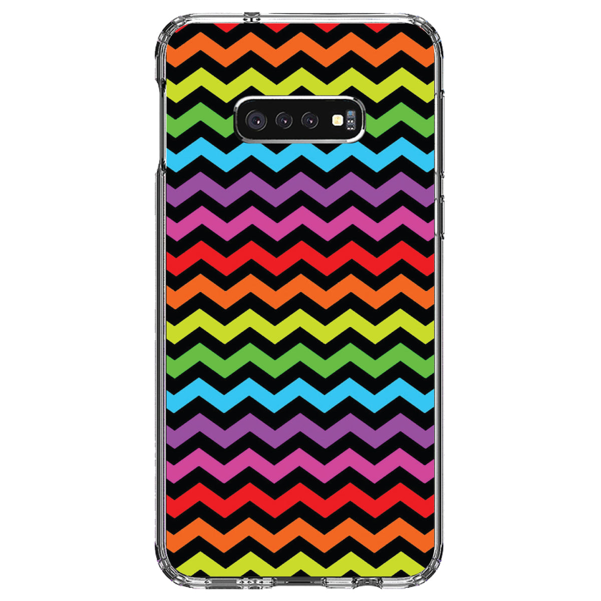 Rainbow Black Chevron Stripes Wave Clear Shockproof iPhone Case, view 18