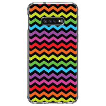 DistinctInk® Clear Shockproof Hybrid Case for Apple iPhone / Samsung Galaxy / Google Pixel - Rainbow Black Chevron Stripes Wave