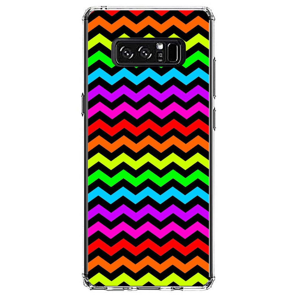 Rainbow Black Chevron Stripes Wave Clear Shockproof iPhone Case, view 12