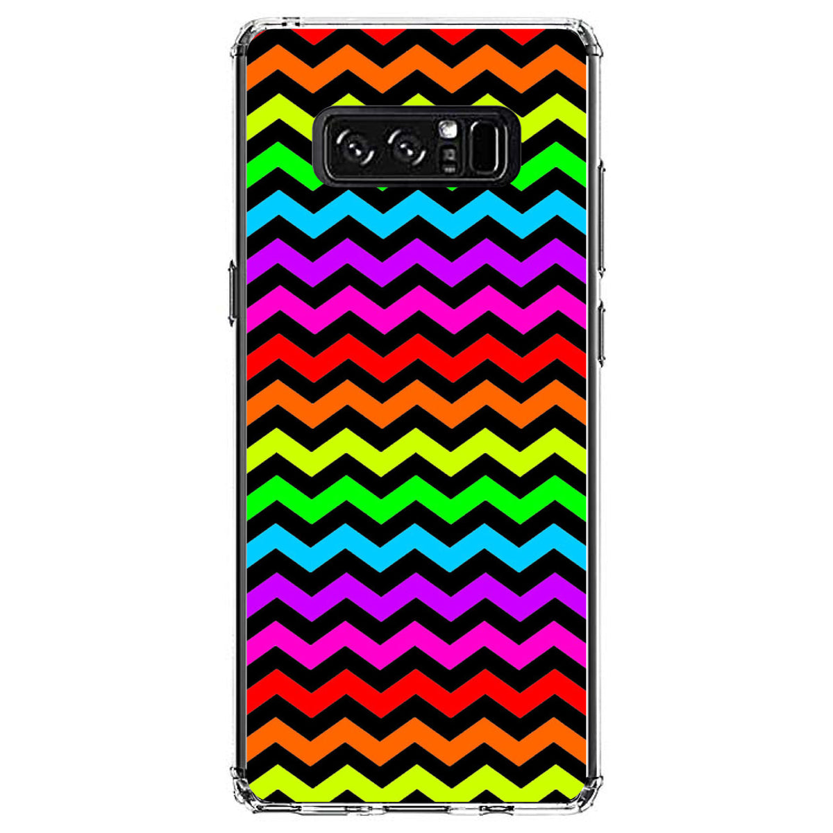 Rainbow Black Chevron Stripes Wave Clear Shockproof iPhone Case, view 12