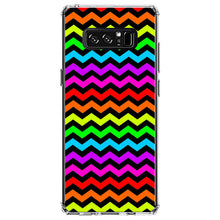 DistinctInk® Clear Shockproof Hybrid Case for Apple iPhone / Samsung Galaxy / Google Pixel - Rainbow Black Chevron Stripes Wave