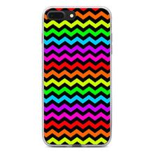 DistinctInk® Clear Shockproof Hybrid Case for Apple iPhone / Samsung Galaxy / Google Pixel - Rainbow Black Chevron Stripes Wave