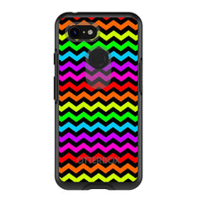 DistinctInk™ OtterBox Symmetry Series Case for Apple iPhone / Samsung Galaxy / Google Pixel - Rainbow Black Chevron Stripes Wave