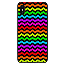 DistinctInk® Hard Plastic Snap-On Case for Apple iPhone or Samsung Galaxy - Rainbow Black Chevron Stripes Wave