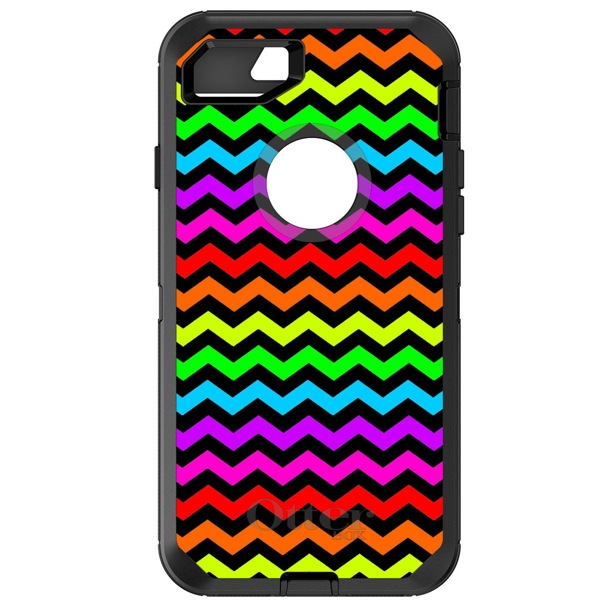 Rainbow Black Chevron Stripes Wave OtterBox Defender Case for iPhone & Galaxy