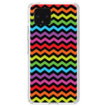 DistinctInk® Clear Shockproof Hybrid Case for Apple iPhone / Samsung Galaxy / Google Pixel - Rainbow Black Chevron Stripes Wave