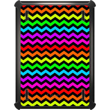 DistinctInk™ OtterBox Defender Series Case for Apple iPad / iPad Pro / iPad Air / iPad Mini - Rainbow Black Chevron Stripes Wave
