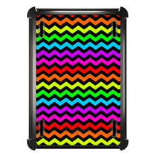 DistinctInk™ OtterBox Defender Series Case for Apple iPad / iPad Pro / iPad Air / iPad Mini - Rainbow Black Chevron Stripes Wave