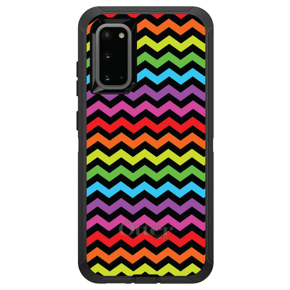 Rainbow Black Chevron Stripes Wave OtterBox Defender Case for iPhone & Galaxy, view 5