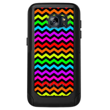 DistinctInk™ OtterBox Commuter Series Case for Apple iPhone or Samsung Galaxy - Rainbow Black Chevron Stripes Wave
