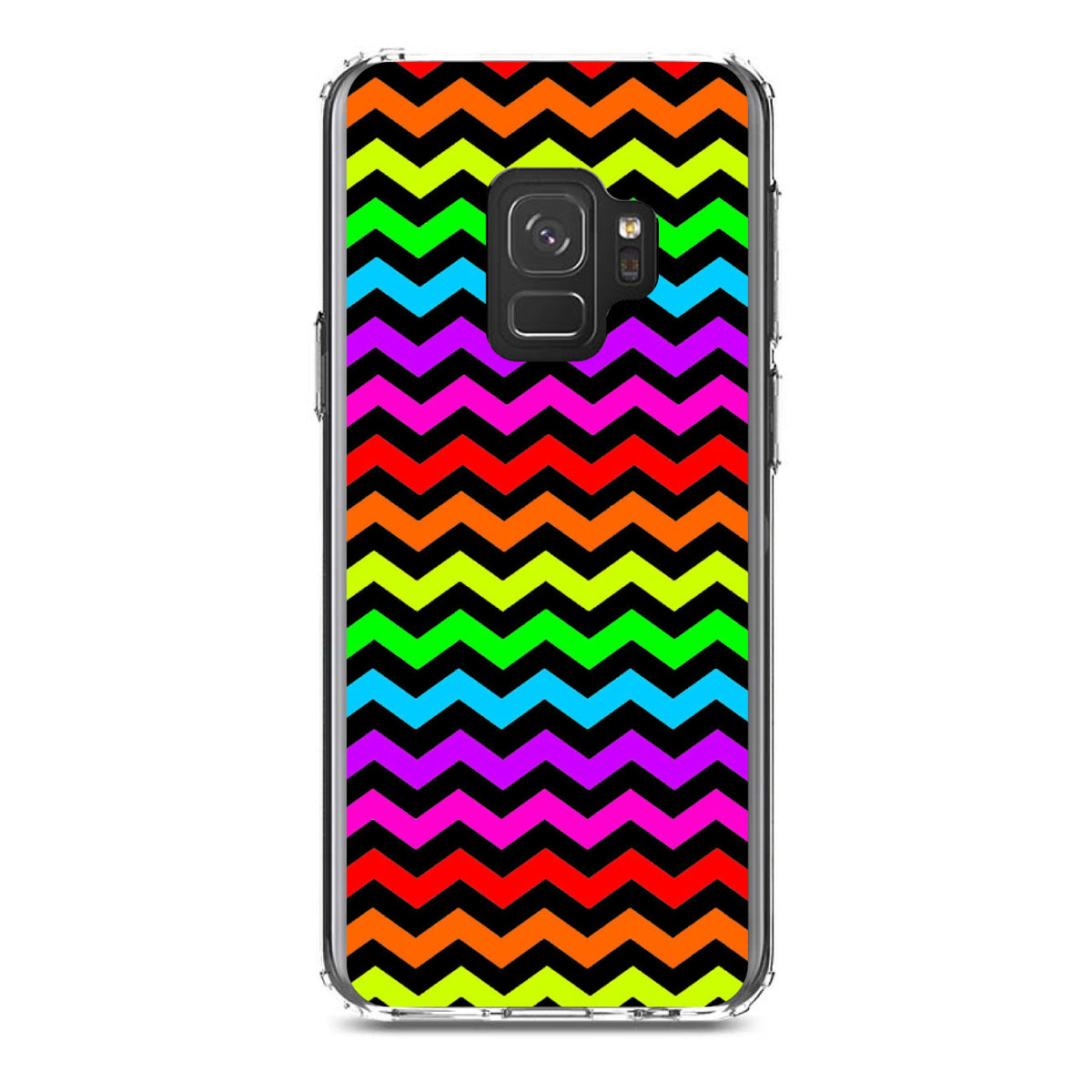 Rainbow Black Chevron Stripes Wave Clear Shockproof iPhone Case, view 19