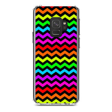 DistinctInk® Clear Shockproof Hybrid Case for Apple iPhone / Samsung Galaxy / Google Pixel - Rainbow Black Chevron Stripes Wave