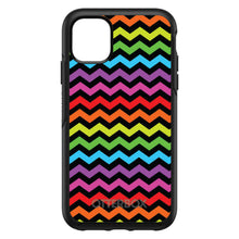 DistinctInk™ OtterBox Symmetry Series Case for Apple iPhone / Samsung Galaxy / Google Pixel - Rainbow Black Chevron Stripes Wave