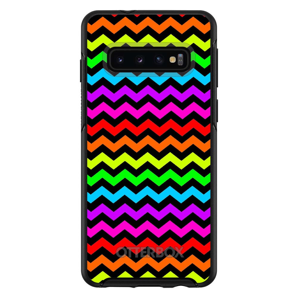Rainbow Black Chevron Stripes Wave OtterBox Symmetry Case for iPhone & Galaxy, view 6
