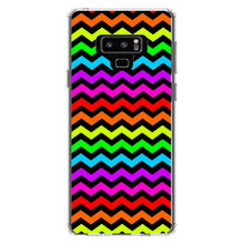 DistinctInk® Clear Shockproof Hybrid Case for Apple iPhone / Samsung Galaxy / Google Pixel - Rainbow Black Chevron Stripes Wave