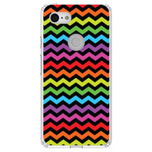 DistinctInk® Clear Shockproof Hybrid Case for Apple iPhone / Samsung Galaxy / Google Pixel - Rainbow Black Chevron Stripes Wave