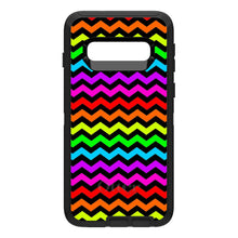 DistinctInk™ OtterBox Defender Series Case for Apple iPhone / Samsung Galaxy / Google Pixel - Rainbow Black Chevron Stripes Wave
