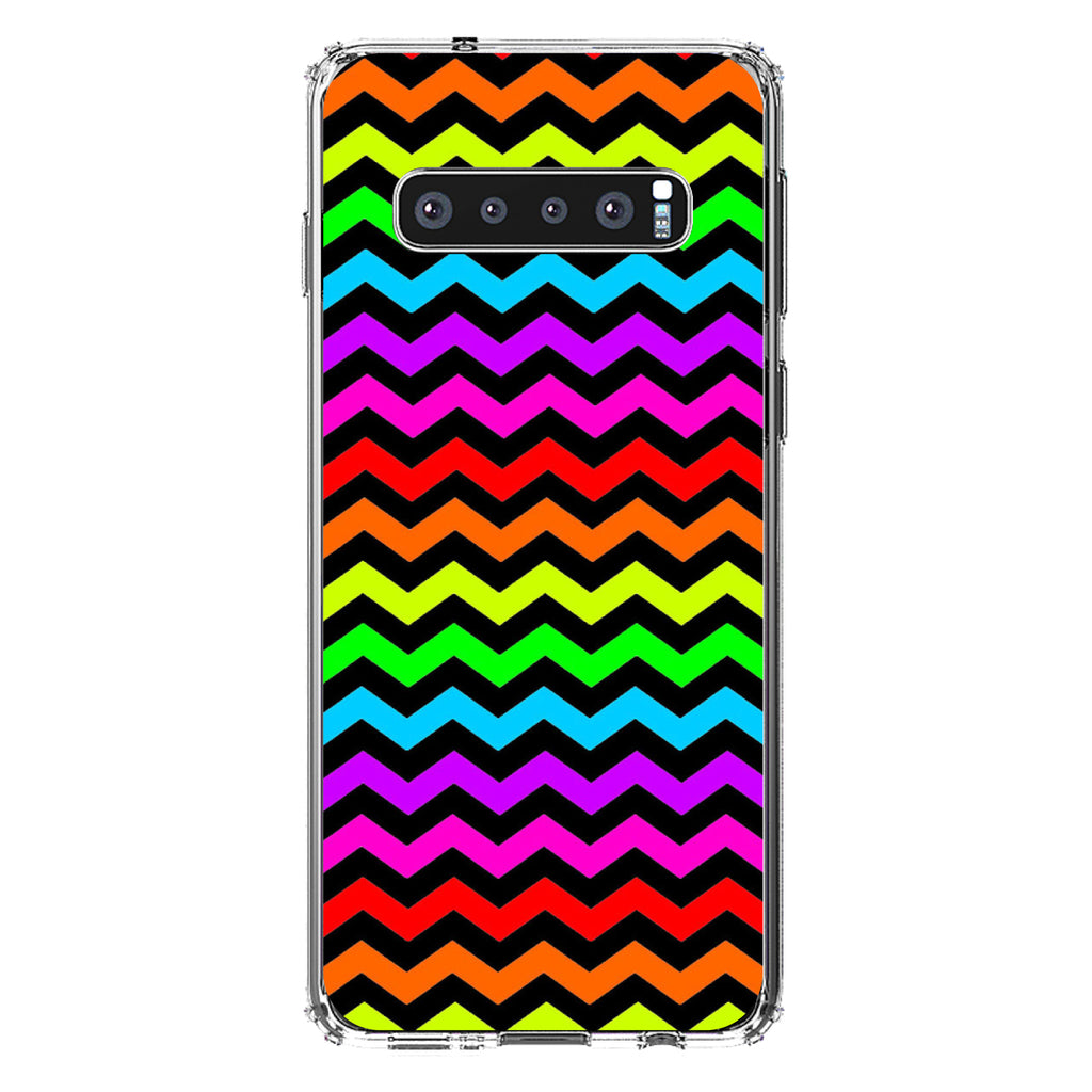 Rainbow Black Chevron Stripes Wave Clear Shockproof iPhone Case, view 16