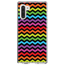 DistinctInk® Clear Shockproof Hybrid Case for Apple iPhone / Samsung Galaxy / Google Pixel - Rainbow Black Chevron Stripes Wave