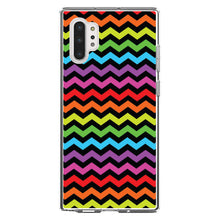 DistinctInk® Clear Shockproof Hybrid Case for Apple iPhone / Samsung Galaxy / Google Pixel - Rainbow Black Chevron Stripes Wave