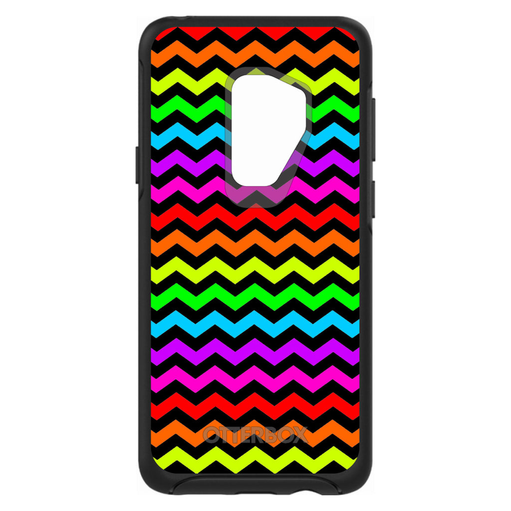 Rainbow Black Chevron Stripes Wave OtterBox Symmetry Case for iPhone & Galaxy, view 9