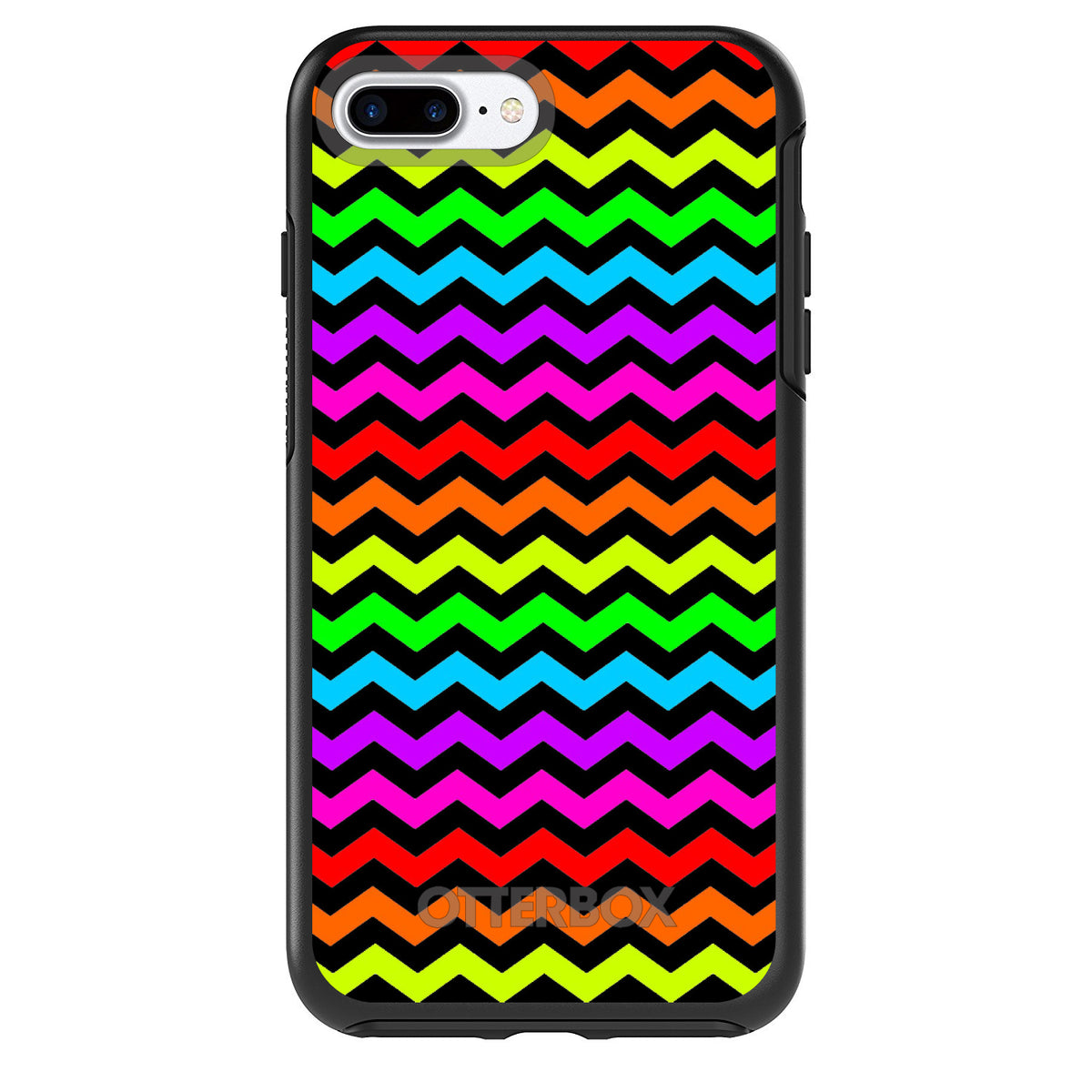 Rainbow Black Chevron Stripes Wave OtterBox Symmetry Case for iPhone & Galaxy, view 2