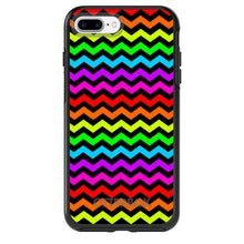 DistinctInk™ OtterBox Symmetry Series Case for Apple iPhone / Samsung Galaxy / Google Pixel - Rainbow Black Chevron Stripes Wave