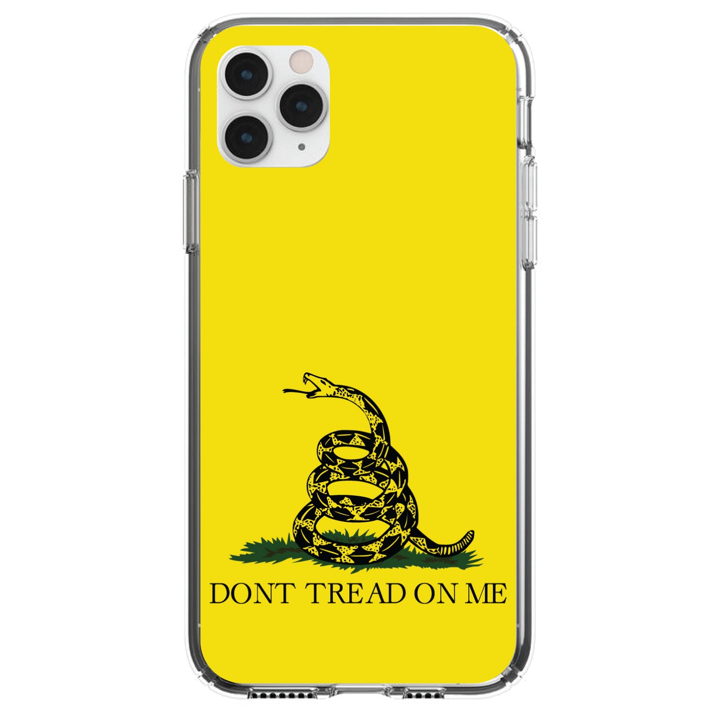 DistinctInk® Clear Shockproof Hybrid Case for Apple iPhone / Samsung Galaxy / Google Pixel - Don't Tread On Me - Gadsden Flag