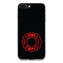 DistinctInk® Clear Shockproof Hybrid Case for Apple iPhone / Samsung Galaxy / Google Pixel - Red Fire Department Maltese Cross