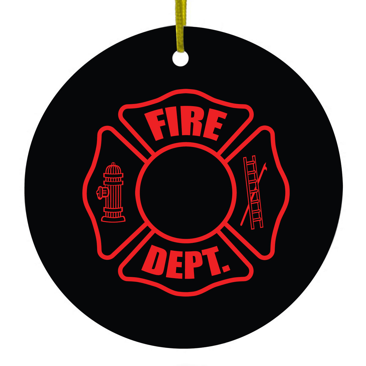 Red Fire Department Maltese Cross Ceramic Ornament