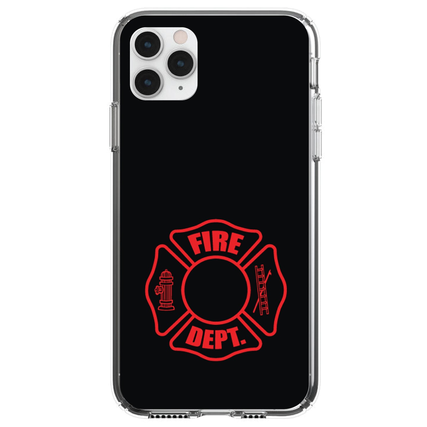 DistinctInk® Clear Shockproof Hybrid Case for Apple iPhone / Samsung Galaxy / Google Pixel - Red Fire Department Maltese Cross
