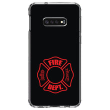 DistinctInk® Clear Shockproof Hybrid Case for Apple iPhone / Samsung Galaxy / Google Pixel - Red Fire Department Maltese Cross