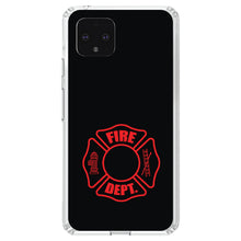 DistinctInk® Clear Shockproof Hybrid Case for Apple iPhone / Samsung Galaxy / Google Pixel - Red Fire Department Maltese Cross