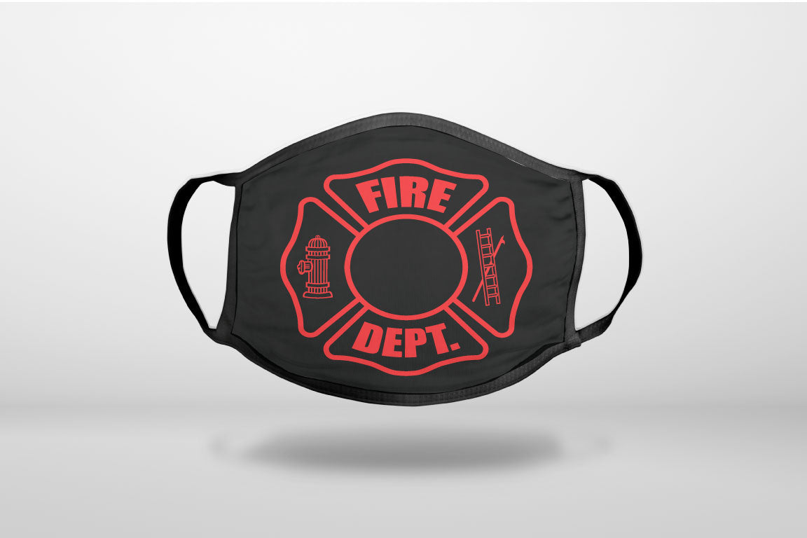 Red Fire Department Maltese Cross - 3-Ply Reusable Soft Face Mask Covering, Unisex, Cotton Inner Layer