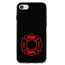 DistinctInk® Clear Shockproof Hybrid Case for Apple iPhone / Samsung Galaxy / Google Pixel - Red Fire Department Maltese Cross