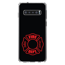 DistinctInk® Clear Shockproof Hybrid Case for Apple iPhone / Samsung Galaxy / Google Pixel - Red Fire Department Maltese Cross