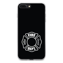 DistinctInk® Clear Shockproof Hybrid Case for Apple iPhone / Samsung Galaxy / Google Pixel - White Fire Department Maltese Cross