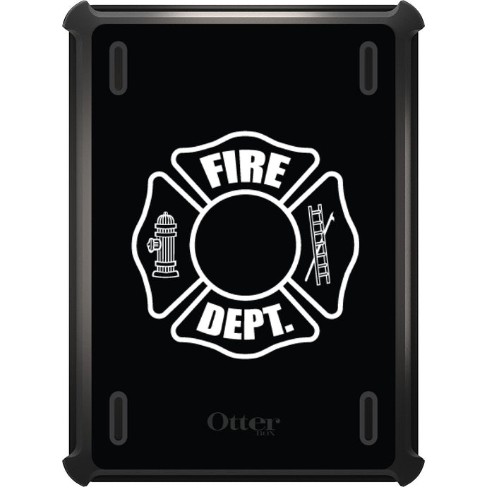 DistinctInk™ OtterBox Defender Series Case for Apple iPad / iPad Pro / iPad Air / iPad Mini - White Fire Department