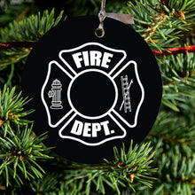 White Fire Department Maltese Cross Ceramic Ornament
