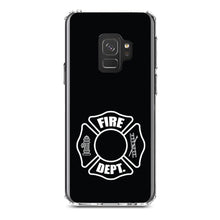 DistinctInk® Clear Shockproof Hybrid Case for Apple iPhone / Samsung Galaxy / Google Pixel - White Fire Department Maltese Cross