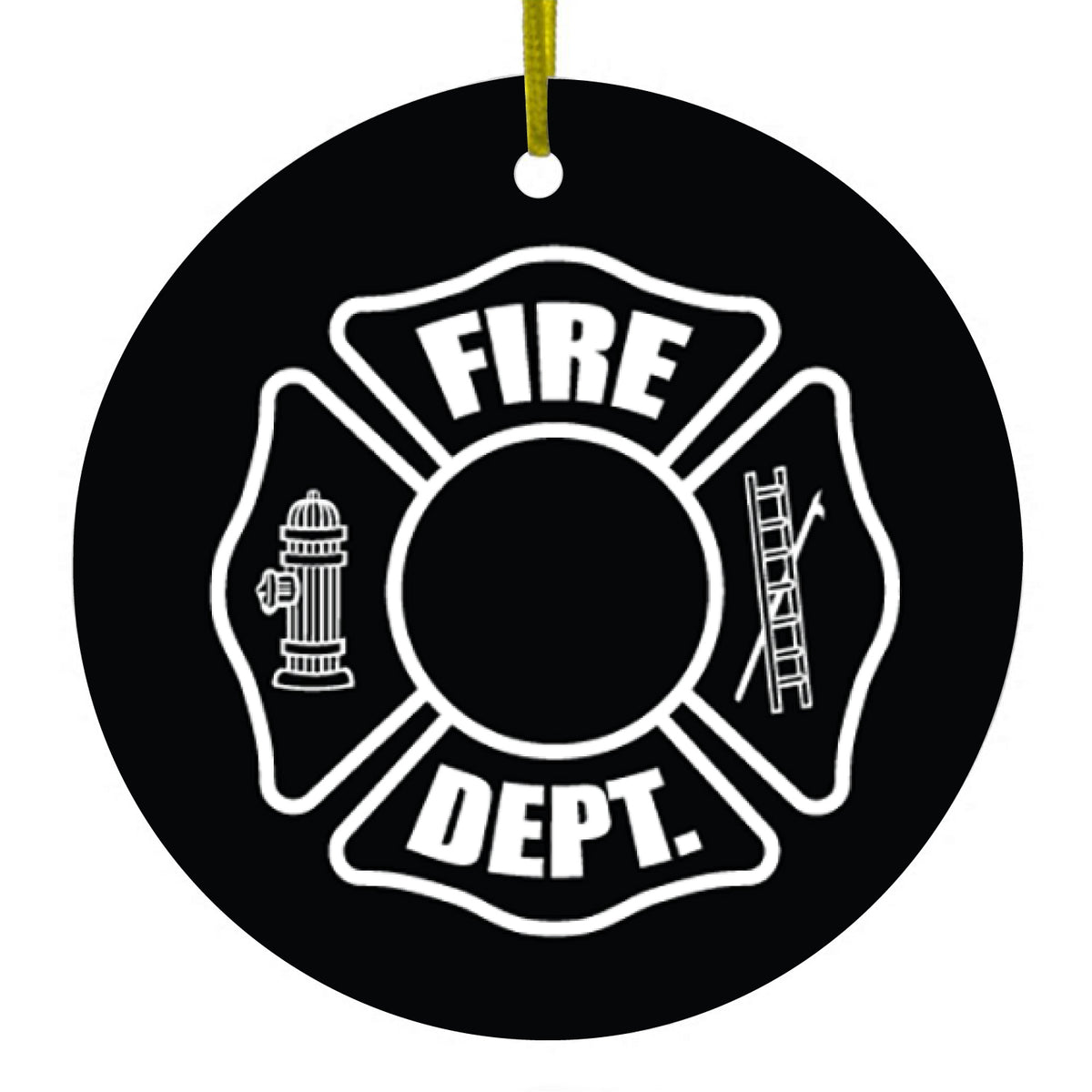 White Fire Department Maltese Cross Ceramic Ornament