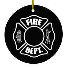 White Fire Department Maltese Cross Ceramic Ornament
