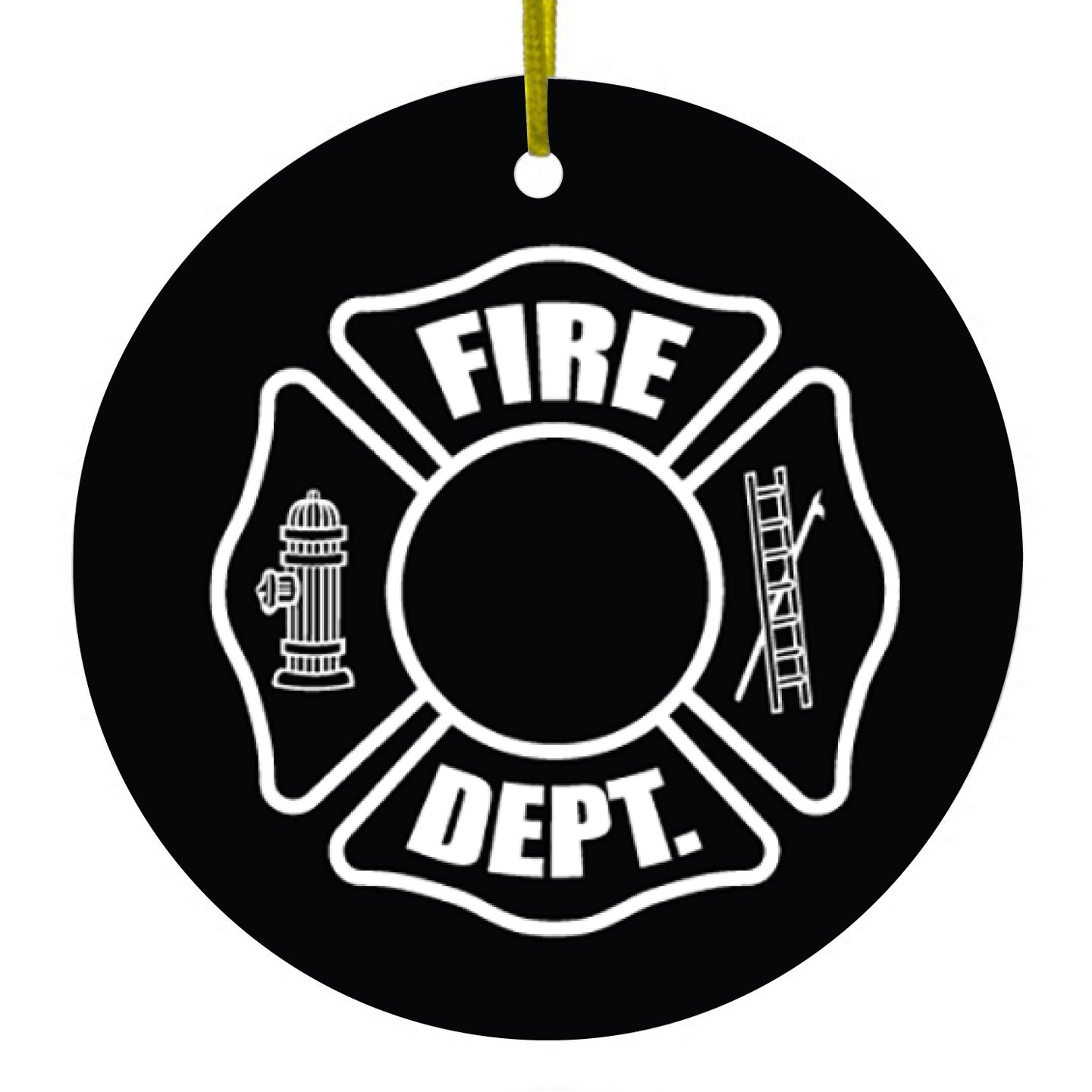 White Fire Department Maltese Cross Ceramic Ornament