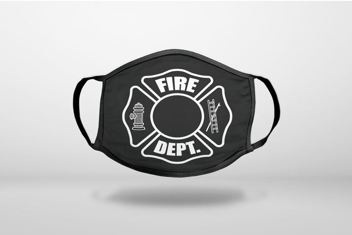 White Fire Department Maltese Cross - 3-Ply Reusable Soft Face Mask Covering, Unisex, Cotton Inner Layer